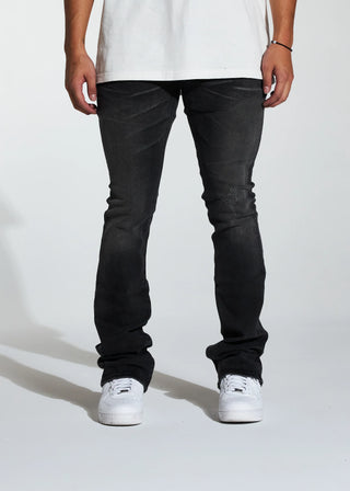 Arch Stacked Flare Denim (Gray Wash) Front