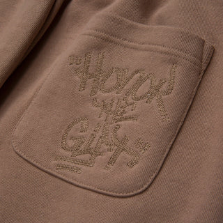 Honor The Gift Script Embroidered Sweats Lt Brown - Honor The Gift Script Embroidered Sweats Lt Brown - undefined 