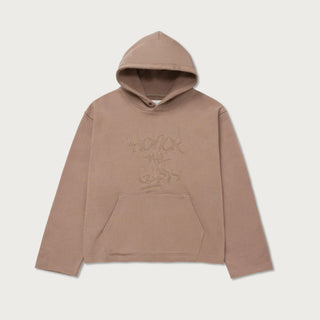 Honor The Gift Script Embroidered Hoodie Lt Brown - Honor The Gift Script Embroidered Hoodie Lt Brown - undefined 