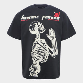 Homme Femme Skeleton Tee Black with Cream