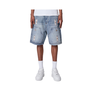 MNML Western Jewel Denim Shorts Blue