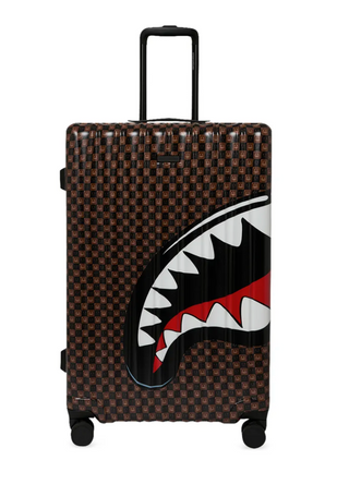 SprayGround Sharks In Paris WTF Bubble Brown Check Carry-On Luggage