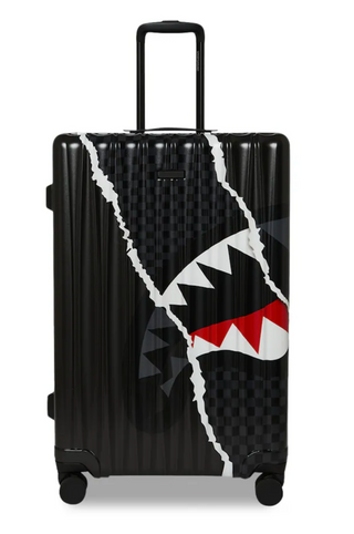 SprayGround Center Rip Revealing Gray Check Carry-On Luggage