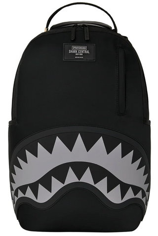 SprayGround Shark Central Black Nylon Gray Embossed Backpack