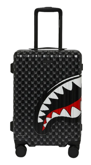 SprayGround Sharks In Paris WTF Bubbly Black Check Carry-On Luggage